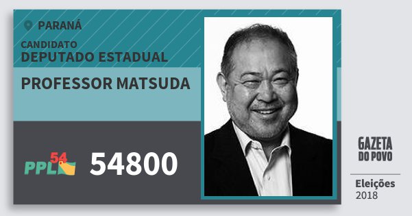 Santinho Professor Matsuda 54800 (PPL) Deputado Estadual | Paraná | Eleições 2018 Santinho Professor Matsuda 54800 (PPL) Deputado Estadual | Paraná | Eleições 2018