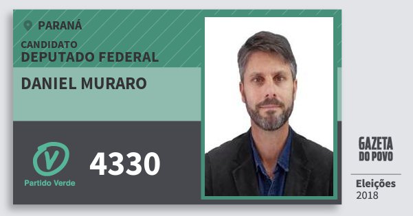 Santinho Daniel Muraro 4330 (PV) Deputado Federal | Paraná | Eleições 2018 Santinho Daniel Muraro 4330 (PV) Deputado Federal | Paraná | Eleições 2018