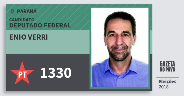 Santinho Enio Verri 1330 (PT) Deputado Federal | Paraná | Eleições 2018 Santinho Enio Verri 1330 (PT) Deputado Federal | Paraná | Eleições 2018