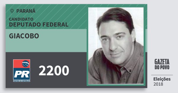Santinho Giacobo 2200 (PR) Deputado Federal | Paraná | Eleições 2018 Santinho Giacobo 2200 (PR) Deputado Federal | Paraná | Eleições 2018
