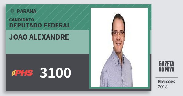Santinho Joao Alexandre 3100 (PHS) Deputado Federal | Paraná | Eleições 2018 Santinho Joao Alexandre 3100 (PHS) Deputado Federal | Paraná | Eleições 2018