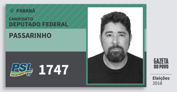 Santinho Passarinho 1747 (PSL) Deputado Federal | Paraná | Eleições 2018 Santinho Passarinho 1747 (PSL) Deputado Federal | Paraná | Eleições 2018