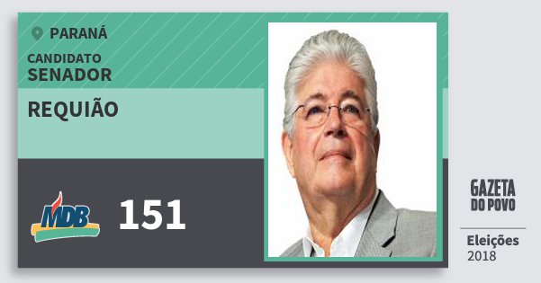 Santinho Requião 151 (MDB) Senador | Paraná | Eleições 2018 Santinho Requião 151 (MDB) Senador | Paraná | Eleições 2018