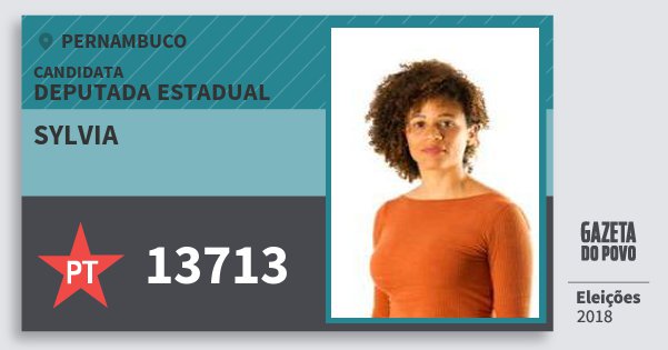 Santinho Sylvia 13713 (PT) Deputada Estadual | Pernambuco | Eleições 2018 Santinho Sylvia 13713 (PT) Deputada Estadual | Pernambuco | Eleições 2018