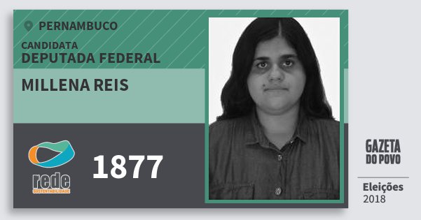 Santinho Millena Reis 1877 (REDE) Deputada Federal | Pernambuco | Eleições 2018 Santinho Millena Reis 1877 (REDE) Deputada Federal | Pernambuco | Eleições 2018