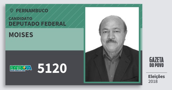 Santinho Moises 5120 (PATRI) Deputado Federal | Pernambuco | Eleições 2018 Santinho Moises 5120 (PATRI) Deputado Federal | Pernambuco | Eleições 2018