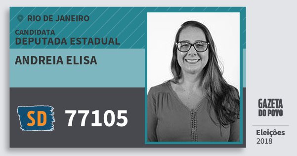 Santinho Andreia Elisa 77105 (SOLIDARIEDADE) Deputada Estadual | Rio de Janeiro | Eleições 2018 Santinho Andreia Elisa 77105 (SOLIDARIEDADE) Deputada Estadual | Rio de Janeiro | Eleições 2018
