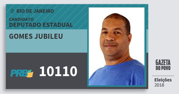 Santinho Gomes Jubileu 10110 (PRB) Deputado Estadual | Rio de Janeiro | Eleições 2018 Santinho Gomes Jubileu 10110 (PRB) Deputado Estadual | Rio de Janeiro | Eleições 2018