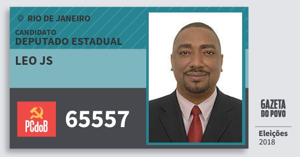 Santinho Leo Js 65557 (PC do B) Deputado Estadual | Rio de Janeiro | Eleições 2018 Santinho Leo Js 65557 (PC do B) Deputado Estadual | Rio de Janeiro | Eleições 2018