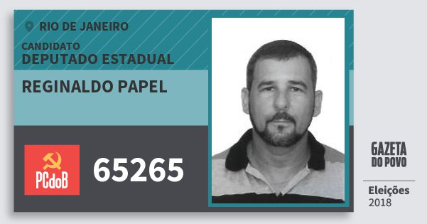 Santinho Reginaldo Papel 65265 (PC do B) Deputado Estadual | Rio de Janeiro | Eleições 2018 Santinho Reginaldo Papel 65265 (PC do B) Deputado Estadual | Rio de Janeiro | Eleições 2018