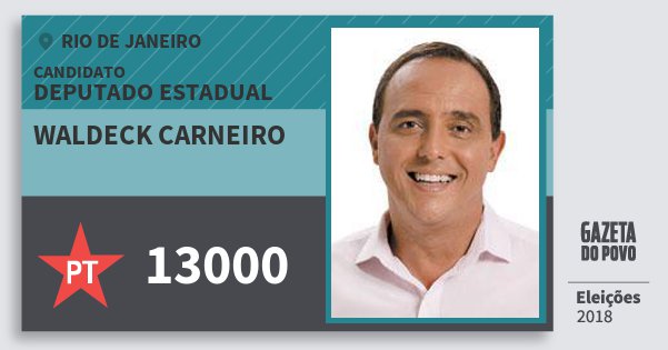 Santinho Waldeck Carneiro 13000 (PT) Deputado Estadual | Rio de Janeiro | Eleições 2018 Santinho Waldeck Carneiro 13000 (PT) Deputado Estadual | Rio de Janeiro | Eleições 2018