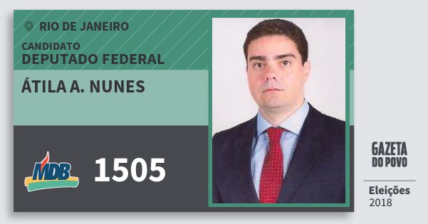 Santinho Átila A. Nunes 1505 (MDB) Deputado Federal | Rio de Janeiro | Eleições 2018 Santinho Átila A. Nunes 1505 (MDB) Deputado Federal | Rio de Janeiro | Eleições 2018