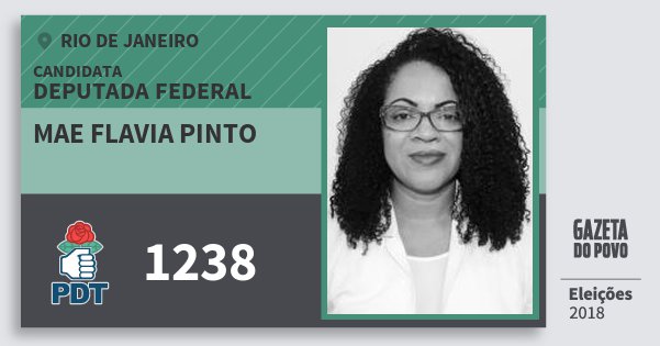 Santinho Mae Flavia Pinto 1238 (PDT) Deputada Federal | Rio de Janeiro | Eleições 2018 Santinho Mae Flavia Pinto 1238 (PDT) Deputada Federal | Rio de Janeiro | Eleições 2018