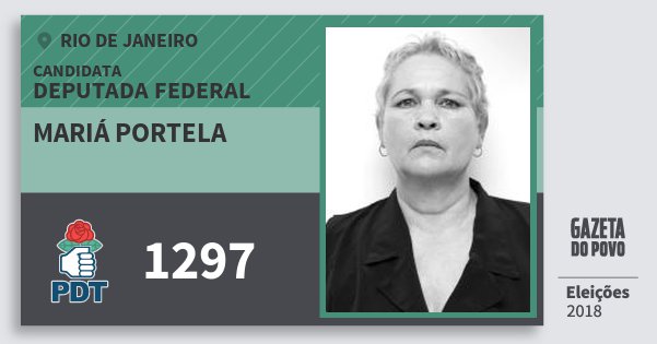 Santinho Mariá Portela 1297 (PDT) Deputada Federal | Rio de Janeiro | Eleições 2018 Santinho Mariá Portela 1297 (PDT) Deputada Federal | Rio de Janeiro | Eleições 2018