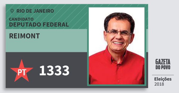 Santinho Reimont 1333 (PT) Deputado Federal | Rio de Janeiro | Eleições 2018 Santinho Reimont 1333 (PT) Deputado Federal | Rio de Janeiro | Eleições 2018