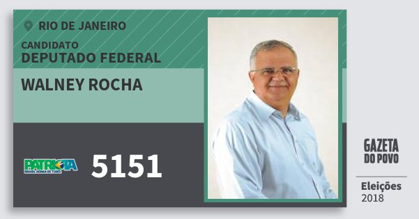 Santinho Walney Rocha 5151 (PATRI) Deputado Federal | Rio de Janeiro | Eleições 2018 Santinho Walney Rocha 5151 (PATRI) Deputado Federal | Rio de Janeiro | Eleições 2018