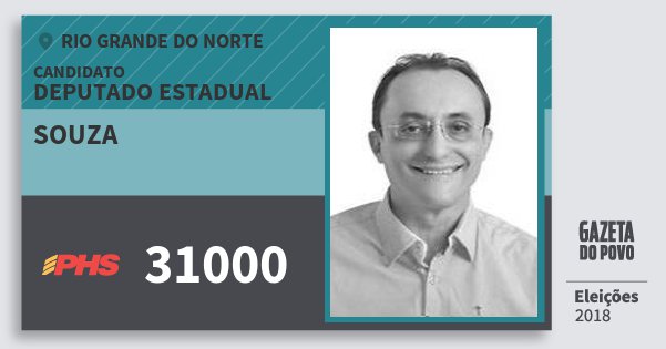 Santinho Souza 31000 (PHS) Deputado Estadual | Rio Grande do Norte | Eleições 2018 Santinho Souza 31000 (PHS) Deputado Estadual | Rio Grande do Norte | Eleições 2018