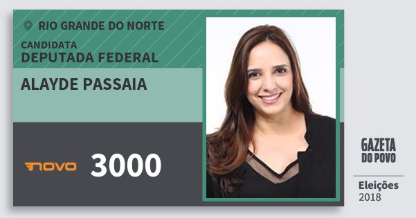 Santinho Alayde Passaia 3000 (NOVO) Deputada Federal | Rio Grande do Norte | Eleições 2018 Santinho Alayde Passaia 3000 (NOVO) Deputada Federal | Rio Grande do Norte | Eleições 2018