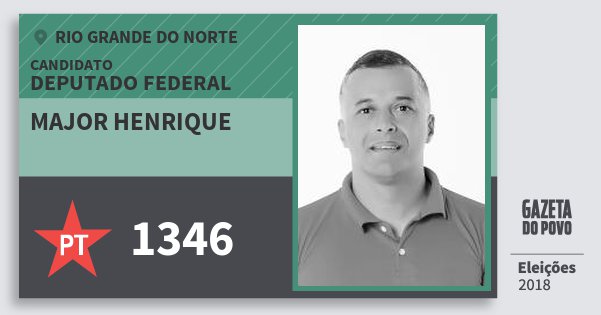 Santinho Major Henrique 1346 (PT) Deputado Federal | Rio Grande do Norte | Eleições 2018 Santinho Major Henrique 1346 (PT) Deputado Federal | Rio Grande do Norte | Eleições 2018