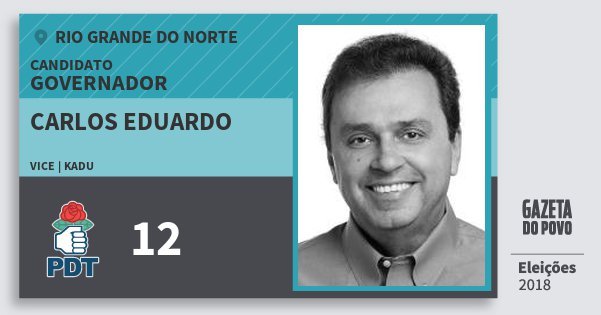 Santinho Carlos Eduardo 12 (PDT) Governador | Rio Grande do Norte | Eleições 2018 Santinho Carlos Eduardo 12 (PDT) Governador | Rio Grande do Norte | Eleições 2018