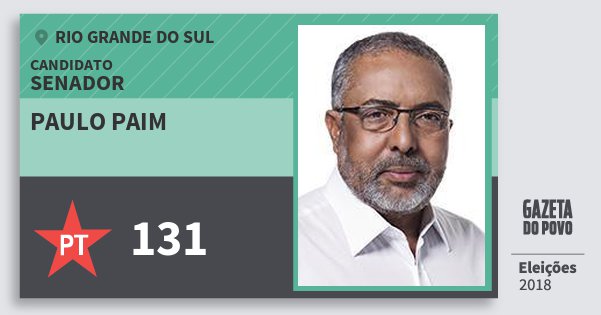Santinho Paulo Paim 131 (PT) Senador | Rio Grande do Sul | Eleições 2018 Santinho Paulo Paim 131 (PT) Senador | Rio Grande do Sul | Eleições 2018