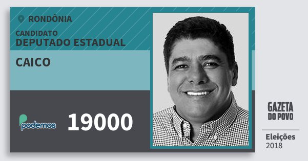Santinho Caico 19000 (PODE) Deputado Estadual | Rondônia | Eleições 2018 Santinho Caico 19000 (PODE) Deputado Estadual | Rondônia | Eleições 2018