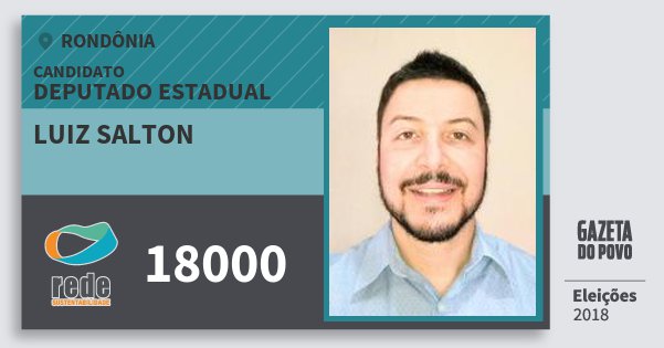 Santinho Luiz Salton 18000 (REDE) Deputado Estadual | Rondônia | Eleições 2018 Santinho Luiz Salton 18000 (REDE) Deputado Estadual | Rondônia | Eleições 2018