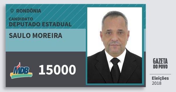 Santinho Saulo Moreira 15000 (MDB) Deputado Estadual | Rondônia | Eleições 2018 Santinho Saulo Moreira 15000 (MDB) Deputado Estadual | Rondônia | Eleições 2018