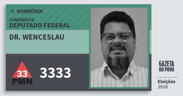 Santinho Dr. Wenceslau 3333 (PMN) Deputado Federal | Rondônia | Eleições 2018 Santinho Dr. Wenceslau 3333 (PMN) Deputado Federal | Rondônia | Eleições 2018