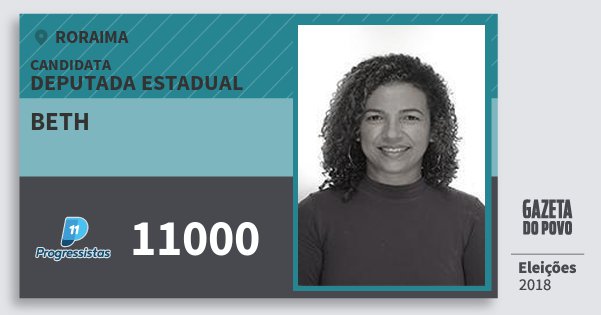 Santinho Beth 11000 (PP) Deputada Estadual | Roraima | Eleições 2018 Santinho Beth 11000 (PP) Deputada Estadual | Roraima | Eleições 2018