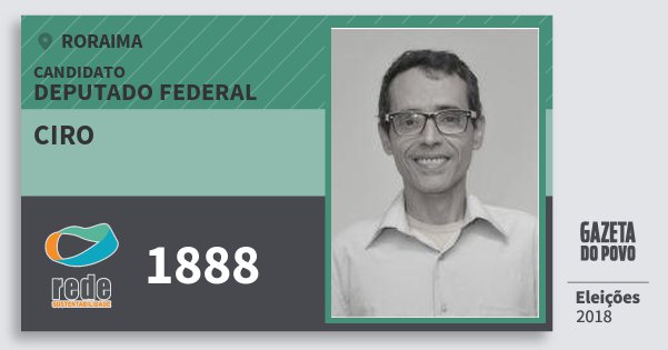 Santinho Ciro 1888 (REDE) Deputado Federal | Roraima | Eleições 2018 Santinho Ciro 1888 (REDE) Deputado Federal | Roraima | Eleições 2018
