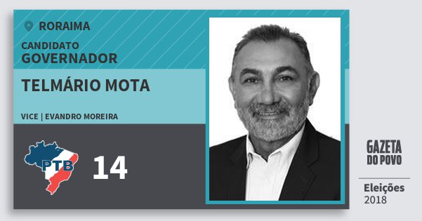 Santinho Telmário Mota 14 (PTB) Governador | Roraima | Eleições 2018 Santinho Telmário Mota 14 (PTB) Governador | Roraima | Eleições 2018