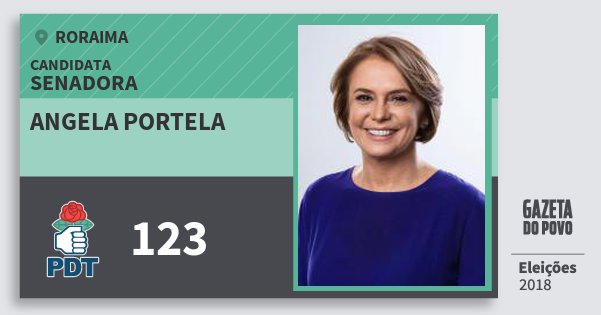 Santinho Angela Portela 123 (PDT) Senadora | Roraima | Eleições 2018 Santinho Angela Portela 123 (PDT) Senadora | Roraima | Eleições 2018