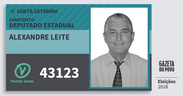 Santinho Alexandre Leite 43123 (PV) Deputado Estadual | Santa Catarina | Eleições 2018 Santinho Alexandre Leite 43123 (PV) Deputado Estadual | Santa Catarina | Eleições 2018