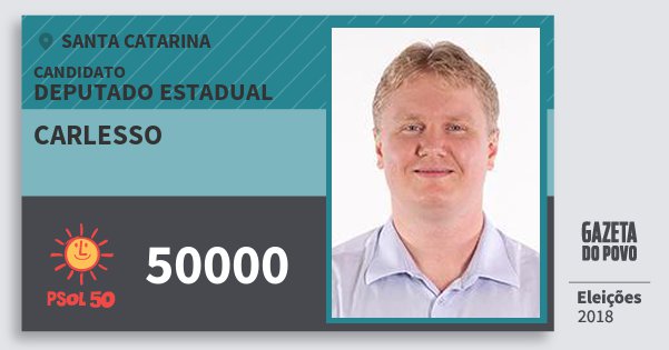 Santinho Carlesso 50000 (PSOL) Deputado Estadual | Santa Catarina | Eleições 2018 Santinho Carlesso 50000 (PSOL) Deputado Estadual | Santa Catarina | Eleições 2018