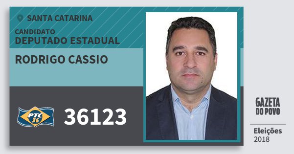Santinho Rodrigo Cassio 36123 (PTC) Deputado Estadual | Santa Catarina | Eleições 2018 Santinho Rodrigo Cassio 36123 (PTC) Deputado Estadual | Santa Catarina | Eleições 2018