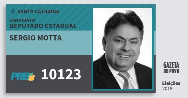 Santinho Sergio Motta 10123 (PRB) Deputado Estadual | Santa Catarina | Eleições 2018 Santinho Sergio Motta 10123 (PRB) Deputado Estadual | Santa Catarina | Eleições 2018