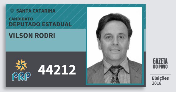 Santinho Vilson Rodri 44212 (PRP) Deputado Estadual | Santa Catarina | Eleições 2018 Santinho Vilson Rodri 44212 (PRP) Deputado Estadual | Santa Catarina | Eleições 2018