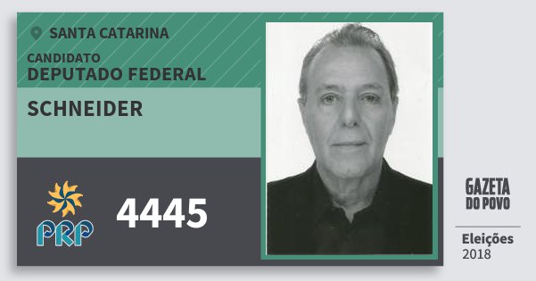 Santinho Schneider 4445 (PRP) Deputado Federal | Santa Catarina | Eleições 2018 Santinho Schneider 4445 (PRP) Deputado Federal | Santa Catarina | Eleições 2018