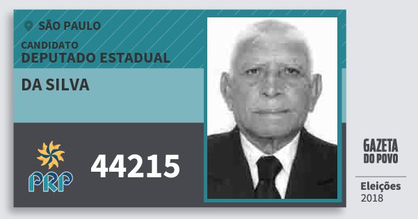 Santinho da Silva 44215 (PRP) Deputado Estadual | São Paulo | Eleições 2018 Santinho da Silva 44215 (PRP) Deputado Estadual | São Paulo | Eleições 2018