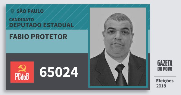 Santinho Fabio Protetor 65024 (PC do B) Deputado Estadual | São Paulo | Eleições 2018 Santinho Fabio Protetor 65024 (PC do B) Deputado Estadual | São Paulo | Eleições 2018