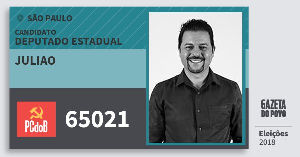 Santinho Juliao 65021 (PC do B) Deputado Estadual | São Paulo | Eleições 2018 Santinho Juliao 65021 (PC do B) Deputado Estadual | São Paulo | Eleições 2018