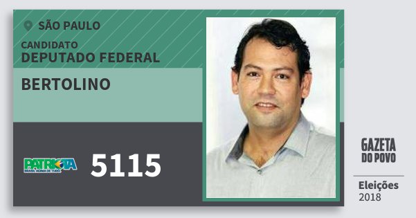 Santinho Bertolino 5115 (PATRI) Deputado Federal | São Paulo | Eleições 2018 Santinho Bertolino 5115 (PATRI) Deputado Federal | São Paulo | Eleições 2018