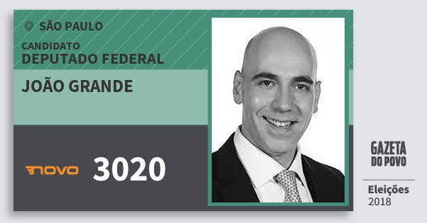 Santinho João Grande 3020 (NOVO) Deputado Federal | São Paulo | Eleições 2018 Santinho João Grande 3020 (NOVO) Deputado Federal | São Paulo | Eleições 2018