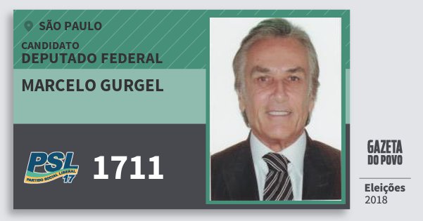 Santinho Marcelo Gurgel 1711 (PSL) Deputado Federal | São Paulo | Eleições 2018 Santinho Marcelo Gurgel 1711 (PSL) Deputado Federal | São Paulo | Eleições 2018