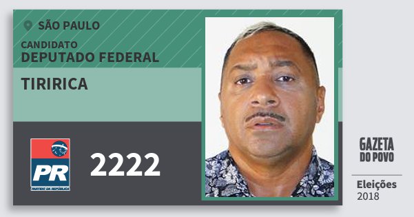 Santinho Tiririca 2222 (PR) Deputado Federal | São Paulo | Eleições 2018 Santinho Tiririca 2222 (PR) Deputado Federal | São Paulo | Eleições 2018