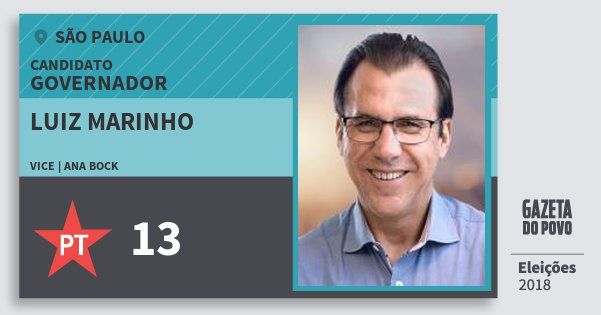 Santinho Luiz Marinho 13 (PT) Governador | São Paulo | Eleições 2018 Santinho Luiz Marinho 13 (PT) Governador | São Paulo | Eleições 2018