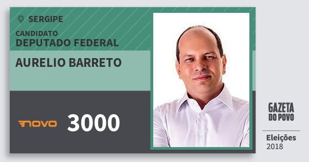 Santinho Aurelio Barreto 3000 (NOVO) Deputado Federal | Sergipe | Eleições 2018 Santinho Aurelio Barreto 3000 (NOVO) Deputado Federal | Sergipe | Eleições 2018