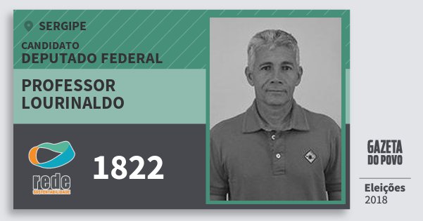 Santinho Professor Lourinaldo 1822 (REDE) Deputado Federal | Sergipe | Eleições 2018 Santinho Professor Lourinaldo 1822 (REDE) Deputado Federal | Sergipe | Eleições 2018