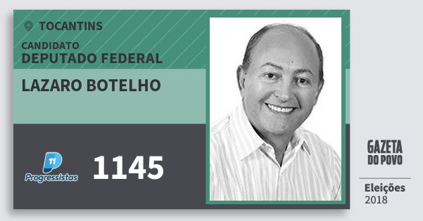 Santinho Lazaro Botelho 1145 (PP) Deputado Federal | Tocantins | Eleições 2018 Santinho Lazaro Botelho 1145 (PP) Deputado Federal | Tocantins | Eleições 2018